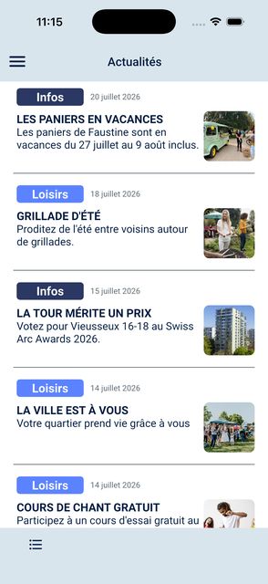 App mobile — actualités
